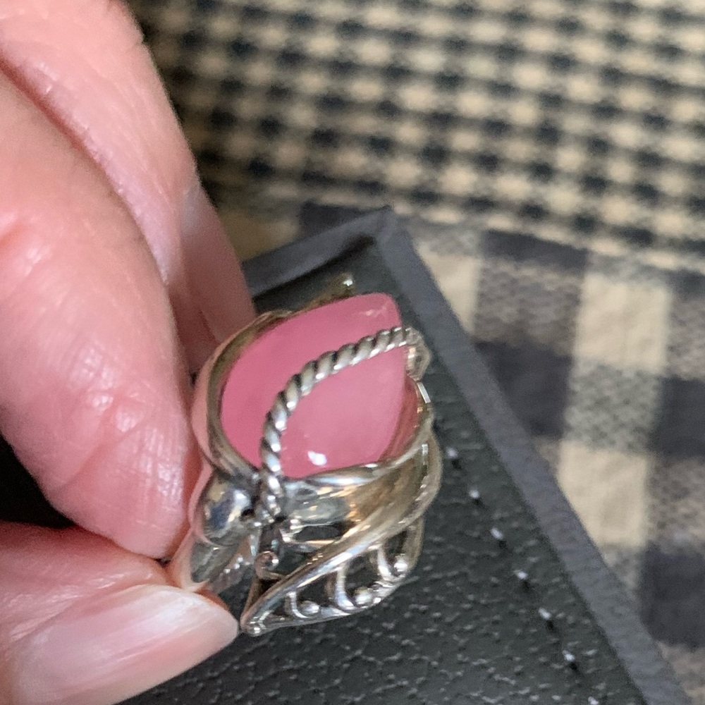Carolyn Pollack pink jade ring size 5